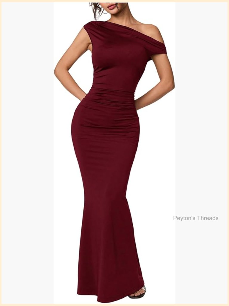 One Shoulder Asymmetrical Fishtail Maxi Dress Bodycon Mermaid